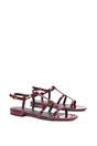 Burgundy 'Danielle' Flat Strappy Caged Square Toe Sandals With Buckle, Image 3 of 6