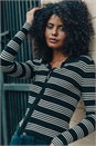 Stone Striped Zip Through Knitted Top, Image 10 of 10