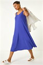 Blue Strappy Jersey Midi Dress, Image 1 of 5