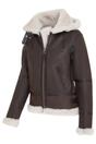 Dark Brown Sheep Leather Hood Flying Bomber Jacket, Image 4 of 8