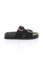 Black AJVANI Black Flatform Double Buckle Footbed Sandals, Image 2 of 4