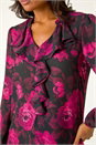 Pink Floral Print Ruffle V-Neck Top, Image 5 of 5