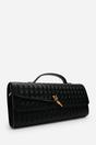 Black Petal Envelope Style Woven Clutch Bag, Image 1 of 8