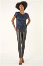 Navy  Metallic Sequin Plisse Top, Image 2 of 5