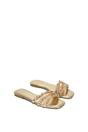 Gold XY LONDON Gold Flat Diamante Strappy Slider Sandals With Square Toe, Image 5 of 6