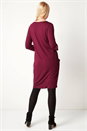 Wine Red 3/4 Sleeve Slouch Dress, Image 3 of 4