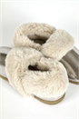 Silver Closed Metallic Faux Fur Slippers, Image 4 of 5
