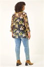 Green Curve Floral Print Mesh Top, Image 4 of 5