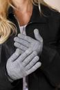 Grey Soft Knit Gloves With Plush Detail, Image 2 of 4