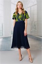 Navy Julianna Abstract Print Pleated Midi Dress, Image 2 of 4