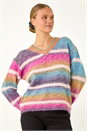 Magenta Soft Stripe Knit Jumper, Image 4 of 6
