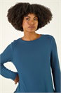 Teal Soft Touch Side Ruffle Top, Image 4 of 5