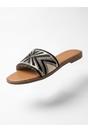 Black Octavia Geometric Woven Strap Sliders, Image 2 of 5
