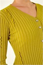 Lime Ruffle Buttoned Knit Top, Image 5 of 5