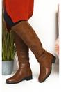 Black iKrush Black Nina Faux Leather Buckle Knee High Boots, Image 8 of 8