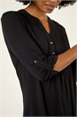 Black V-Neck Button Detail Tunic Top, Image 5 of 5