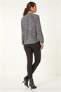 Black Houndstooth Print Ruffle Top, Image 3 of 5
