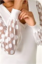 Ivory  Polka Dot V-Neck Sleeve Knit Jumper, Image 5 of 5