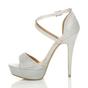 Silver AJVANI Silver High Heel Crossed Straps Platform Sandals, Image 3 of 6