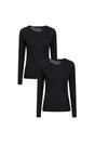 Black Merino Wool Base Layer Top 2 Pack, Image 1 of 4