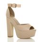 Natural AJVANI Natural High Block Heel Ankle Strap Glitter Sandals, Image 1 of 7
