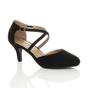 Black AJVANI Black Mid Heel Crossed Straps Court Shoes, Image 1 of 6