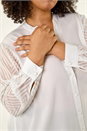 Ivory  Curve V-Neck Button Up Blouse, Image 6 of 6