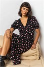 Red Lace Trim Floral Print Midi Dress, Image 5 of 5