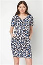 Blue Animal Print Slouch Dress , Image 1 of 5