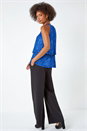 Royal Blue Sequin Tiered Halterneck Stretch Top, Image 3 of 6