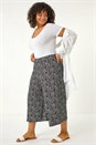 Black Curve Abstract Print Culottes, Image 1 of 5
