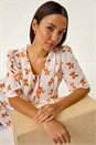 ORANGE Floral Print Tassel Top, Image 1 of 5