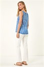 Blue Burnout Stripe Print Vest Top, Image 3 of 5