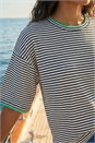 Black Oversized Boxy Stripe T-Shirt, Image 4 of 4