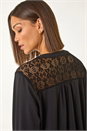 Black Lace Trim Buttoned Shirt, Image 1 of 5