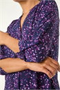Purple Stretch Speckled Print Blouse, Image 5 of 5