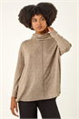 Beige Cowl Neck Snit Top, Image 4 of 5