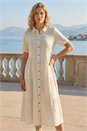 Natural  Embroidery Detail Tiered Midi Dress, Image 2 of 4