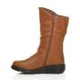 Tan Low Wedge Heel Comfort Calf Biker Boots, Image 3 of 6