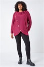 Fuchsia Curve Cowl Neck Button Wrap Top, Image 2 of 5