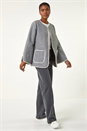 Grey Contrast Blanket Stitch Jacket, Image 2 of 5