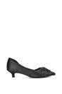 Black XY LONDON Black 'Freya' Pointed Toe Kitten Low Heel Classic Bridal Shoe Pumps, Image 1 of 6