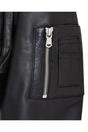 Black Womens Oversized Leather Bomber Jacket, Image 4 of 4