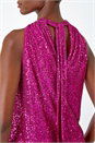 CERISE Halterneck Sequin Stretch Top, Image 4 of 6