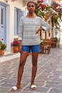 Navy  Petite Contrast Front Tunic Top, Image 1 of 4