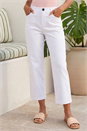 White Cropped Stretch Culotte, Image 2 of 4