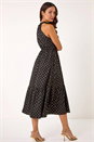 Black Polka Dot Halter Neck Midi Dress, Image 3 of 5