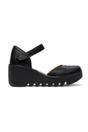 Black Womens Durable Wedge Sandals-BISO305FLY, Image 1 of 5