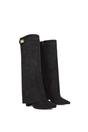Black 'Rayna' Block Heel Knee High Foldover Boots With Pointed Toe, Image 4 of 6