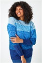 Blue Curve Ombre Stripe Knit Jumper, Image 4 of 5